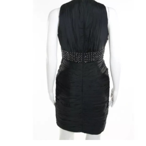 CARMEN MARC VALVO SILK RUCHED SHIFT DRESS SZ 4 - Picture 6 of 6